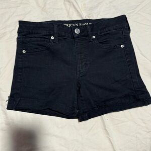 American Eagle Outfitters Black Jean Shorts Mid-Thigh Stretch